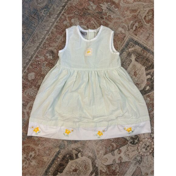 Mayfair Kids Yellow Bee and Floral Green Checkered Dress, Sz 2T - Picture 2 of 9